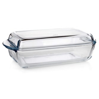 BORCAM Pekáč skleněný hranatý s víkem 4,12 l