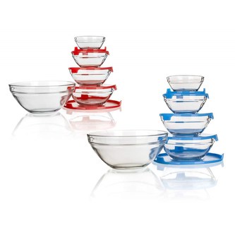 BANQUET Sada skleněných misek BERGAMO, 5 ks, s plastovými víčky