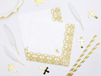 Papírové ubrousky Křtiny - zlaté ornamenty 20 ks