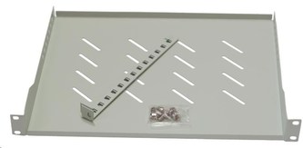 LEXI-Net 19" police s perforací 1U/350mm, nosnost 45kg, zadní nastavitelný úchyt, šedá