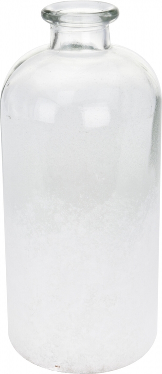 Skleněná váza bílá pískovaná 25x11 cm