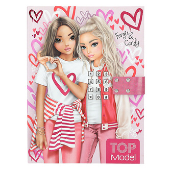 Zápisník na kód Top Model, Růžový, se vzorem srdcí, Fergie a Candy