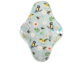 Noční vložka (PUL) - Sýkorky v kopretinách, bledě zelený velur (kojenecký plyš)