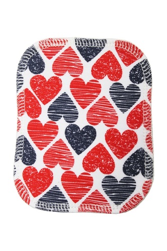 BIO Látkový ubrousek S (9x12cm) - Srdíčka a biobavlněné froté (GOTS)