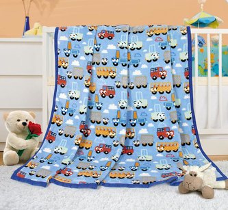 ELLA dětská přikrývka - autíčka modrá - 75x100 cm