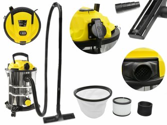 Mokrosuchý průmyslový vysavač 25L se zásuvkou + příslušenství GEKO