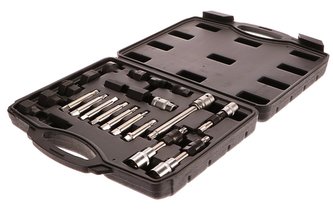 Sada bitů hex a hvězdy pro alternátor, 22 ks, 1/2” - poškozený kufr GEKO