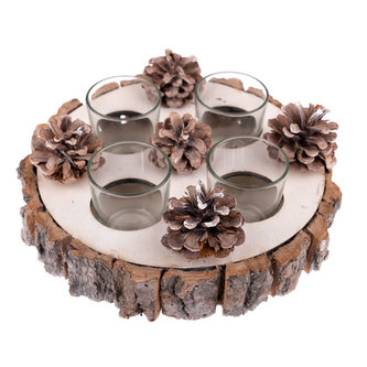 Dřevěný adventní svícen - kulatý