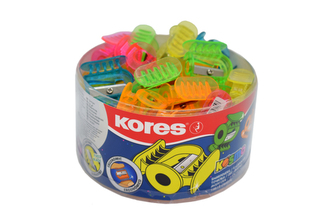 KOSMO, jednoduché plastové ořezávátko, mix 5 barev (oranžová, žlutá, modrá, zelená, růžová)