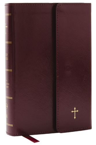 NKJV Compact Paragraph-Style Bible w/ 43,000 Cross References, Burgundy Leatherflex w/ Magnetic Flap, Red Letter, Comfor