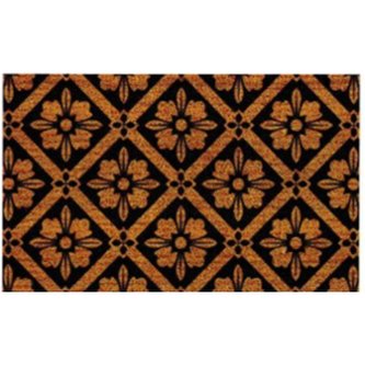 HOME ELEMENTS Rohož z kokosových vláken, hnědé kytičky, 40x60 cm