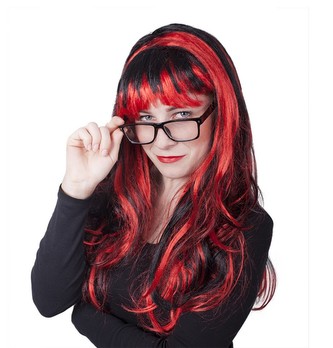 Paruka červenočerná pro dospělé Čarodějnice / Halloween