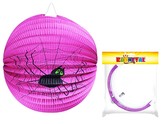 Lampion Halloween kulatý, fialový - pavouk, 25cm