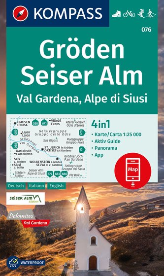 KOMPASS Wanderkarte 076 Gröden, Seiser Alm, Val Gardena, Alpe di Siusi 1:25.000