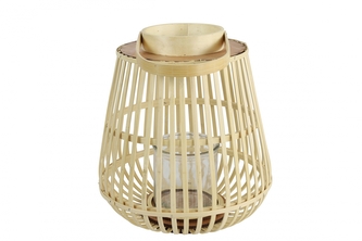 Dřevěná lucerna přírodní Aira M 34x31 cm