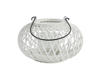 Proutěná lucerna Lena 14x23 cm, bílá