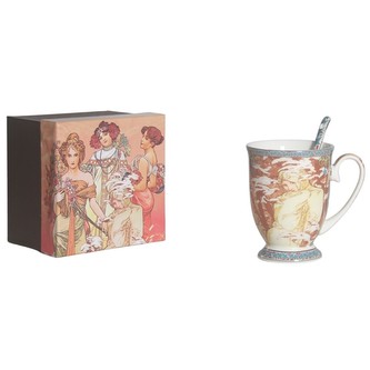 HOME ELEMENTS Hrnek 280 ml, se lžičkou, Mucha Zima