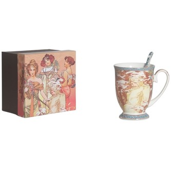 HOME ELEMENTS Hrnek 280 ml, se lžičkou, Mucha Podzim