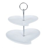 etažér 2patra, 14/17cm, SRDCE, porcelán/Cr