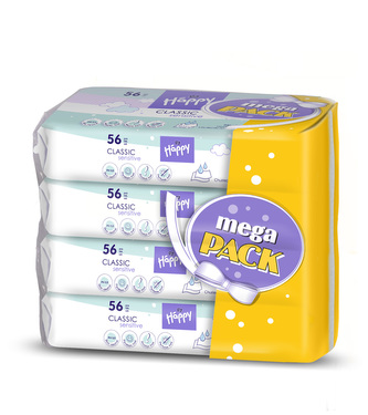Bella Baby Happy Classic Sensitive vlhčené ubrousky 4x 56 ks