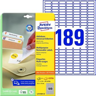 Snímatelné etikety, bílé, 25,4 x 10,0 mm, 5670 ks