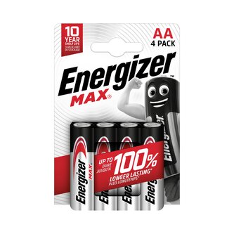 Alkalické baterie Energizer Max 1,5 V, typ AA,4 ks