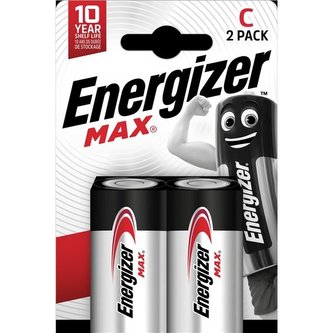 Alkalické baterie Energizer Max 1,5 V, typ C, 2 ks