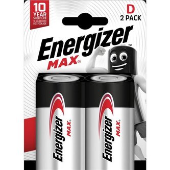 Alkalické baterie Energizer Max 1,5 V, typ D, 2 ks