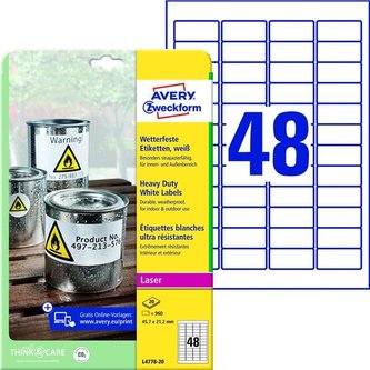 Vel.od.PE etik.Avery -bílé 45,7x21,2mm,960ks