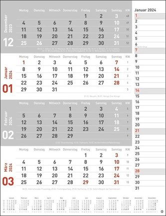 4-Monats-Planer, rot 2024