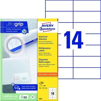 Univerzální etikety, 105,0 x 42,3 mm, 1400 ks