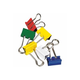 Kovové klipy, 19 mm, mix barev, 12 ks