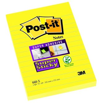 Bloček Post-it Super Sticky,102x152 mm,ultražlutý