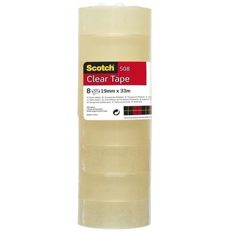 Scotch® Průhledná páska 508, 19 mm × 33 m, 8 ks