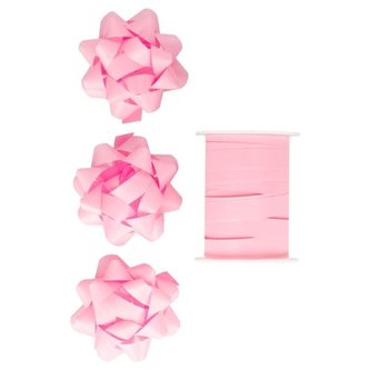 Balicí sada-3 rozety,stuha š.1cm,délka 10m,růžová