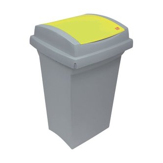 Odpadkový koš na tříděný odpad, žluté víko, 50 l