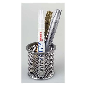 Drátěný kalíšek na tužky, malý, stříbrný