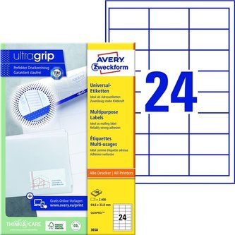 Univerzální etikety, 64,6 x 33,8 mm, 2400 ks
