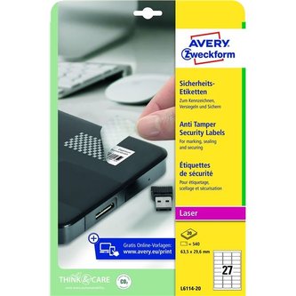 Etiket.ochran.manipul.Avery Zweckform-bílé,540ks