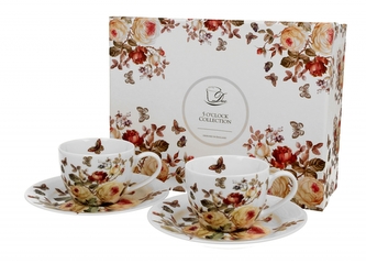 Porcelánový hrnek espresso s podtalířkem Zahra 110 ml, sada 2 ks v dárkovém boxu