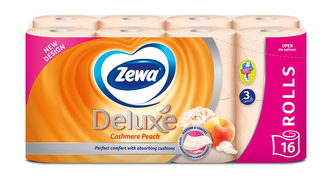 Zewa deluxe cashmere peach toaletní papír, parfémovaný, 3vrstvý 16x150 Zewa deluxe cashmere peach toaletní papír, parfémovaný, 3vrstvý 16x150