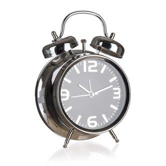 HOME DECOR Budík 11,8 x 16,3 x 5,7 cm, černý, nerez tělo