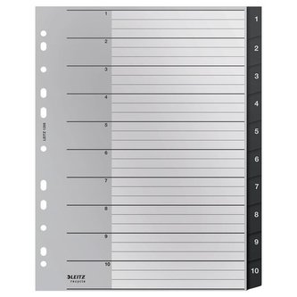 Plast.rozliš.Leitz RECYCLE-A4,eko.,sada 1-10,šedé