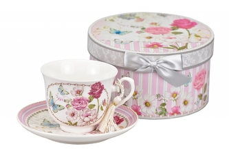 Porcelánový hrnek s podtalířkem Rosa 200 ml v dárkové krabičce