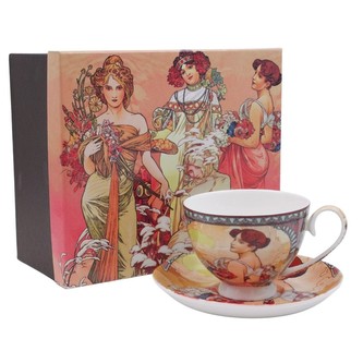 HOME ELEMENTS Hrnek 250 ml, s podtáckem, Mucha Léto