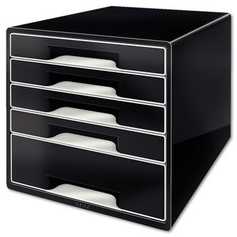 Zásuvkový box Leitz B&W, 5 zásuvek, černá/šedá