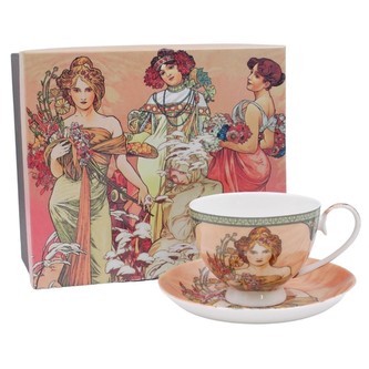 HOME ELEMENTS Hrnek 250 ml, s podtáckem, Mucha Jaro