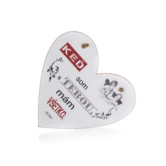 HOME DECOR Tabulka dřevěná s nápisem 22 x 21 cm, srdce, SK
