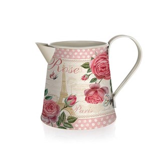 HOME DECOR Konvička plechová ROSE PARIS 16,5 x 12 x 12 cm