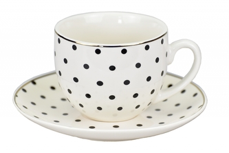 Porcelánový hrnek s podtalířkem Dots 200 ml